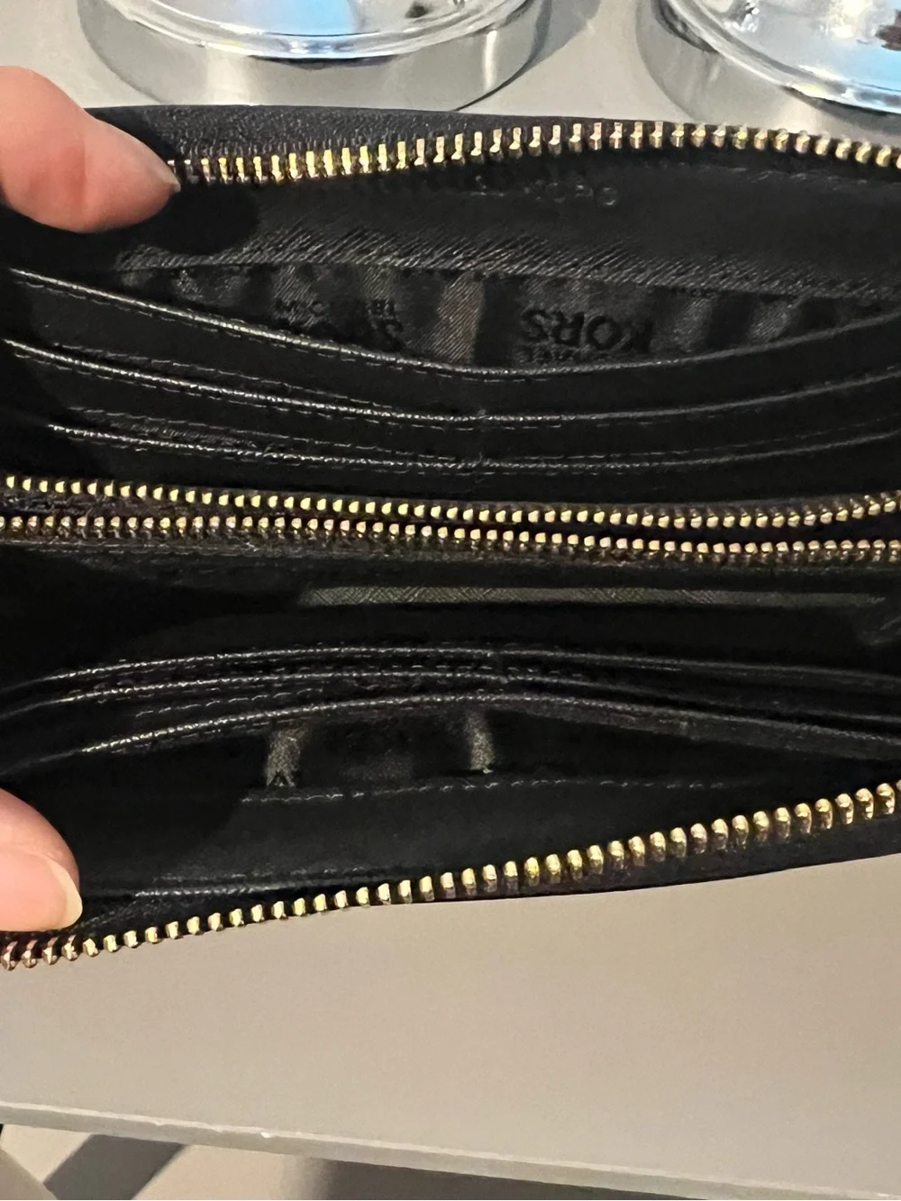 Michael Kors Black Saffiano Leather Card Holder with Gold Plaque